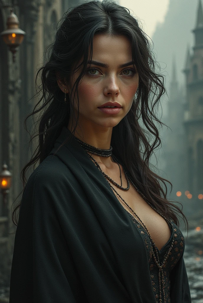 (((Jessica Henwick as Yennefer of Vengerberg from The Witcher series)), (full body, dynamic pose), (masterpiece), (hyper realistic:1.4), (realistic:1.3), (best quality real texture skin), (cinematic lighting), (movie scene), 1Beautiful woman, ((sexy, natural small breast, cleavage, nippin)), (glowing light), highly detailed skin, skin pores, (highly detailed face:1.1), (highly detailed eyes:1.1), realistic pupils, (perfect anatomy:1.1), (perfect proportions:1.1), (photography:1.1), (photorealistic:1.1), volumetric lighting, dynamic lighting, real shadows, (highres:1.1), sharp focus, daylight, (realistic, hyperrealistic:1.4), intricate, high detail, dramatic, subsurface scattering, big depth of field, vivid, polished, sharpened, ((full Sharp)), (extremely absurdres),8k hdr,