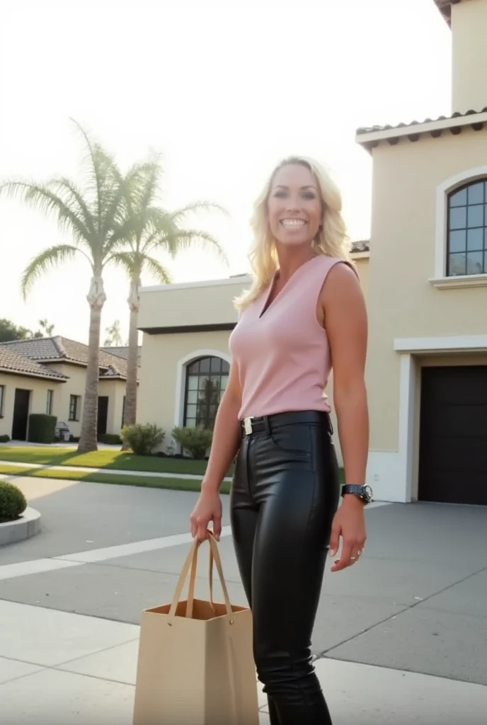 blond woman in a red skirt standing in front of a car, nicole aniston, sitting in her car, mini skirt, sporty, perfect shape, tight attire, blonde goddess, short skirt, miniskirt, full car, perfect angle, tight outfit, aleksandra waliszewska, white miniskirt, gorgeous lady, she is wearing a black tank top