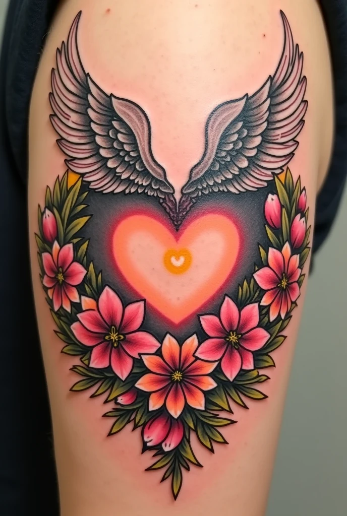 A tattoo of roses with wings