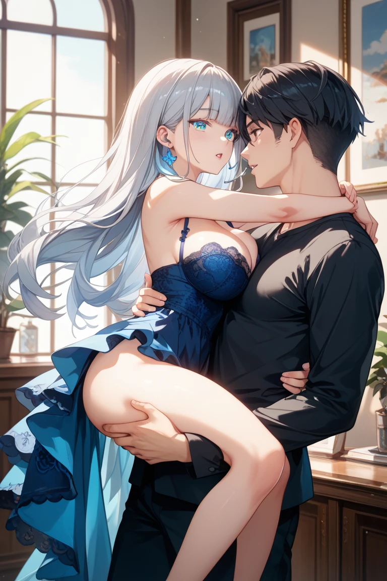 NSFW, 1girl and 1boy, light-blue long hair, light blue eyes, cat ears, very big breasts, ocean, (1boy:1.5), (1boy is behind girl’s), (1boy grabs girl’s waist), (1boy orgasmed in girl’s deep), (sex:1.5), (standing back sex), (intense sex), (wild sex), (cum out), (nude:1.5), cute face, aroused face, orgasm face,