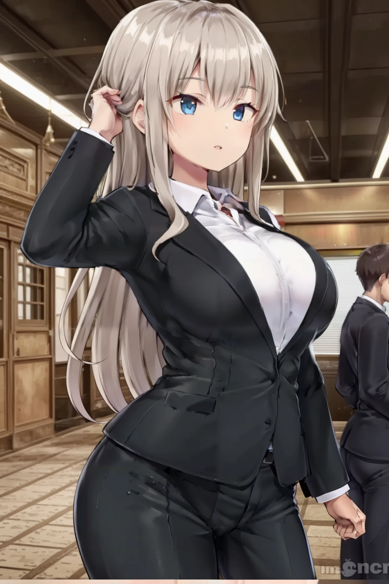long hair, woman, suit, slender, Age 25, Japanese
