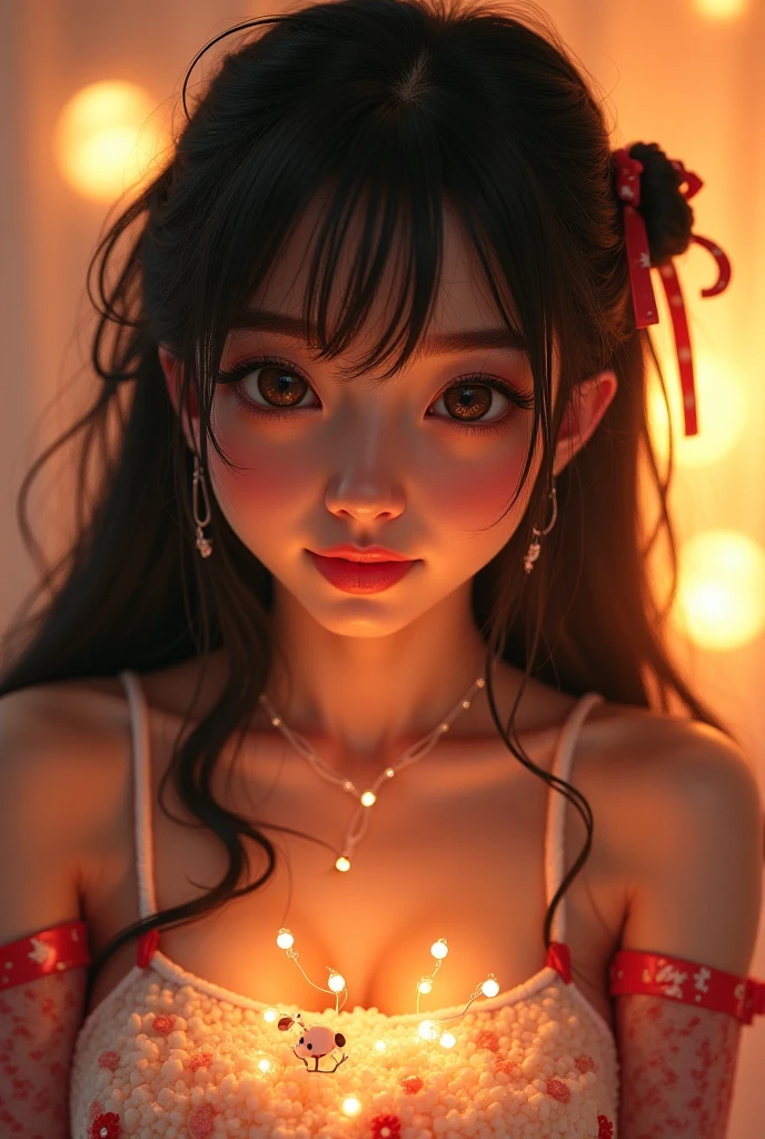 (((top quality, 8k, masterpiece))), sharp focus, (Beautiful woman with a plump figure), slender, (hairstyle: above)), ((kimono: cane)), Street: 1.2 Highly detailed skin and face texture Detailed eyes Double eyelids Random pose, (smile),saboveer cute Japan person,saboveer beauty Japanese girl, realistic face, double eyelid,smile,summer festival , at sunset ,fireworks background, red lace lingerie, open legs lying down