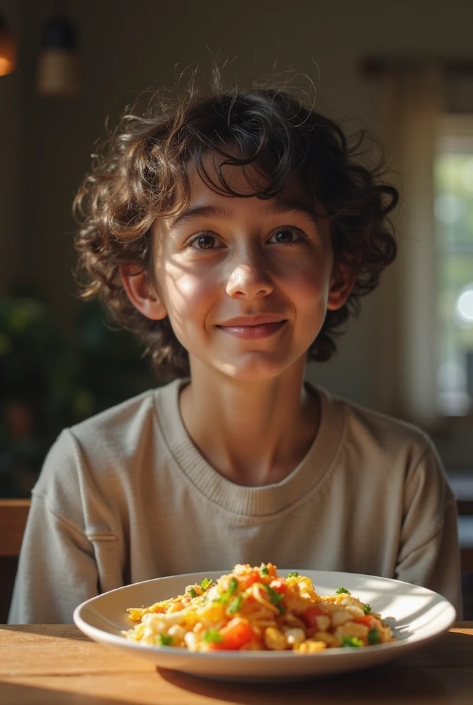 boy eating and smiling