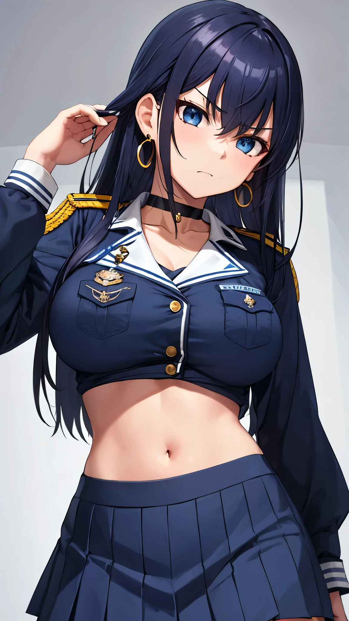 Atago (Azur Lane)、Female: 1 person、alone、Long Hair、chest、Gazing at the audience、blush、smile、bangs、skirt、Big Breasts、Simple Background、Black Hair、Knee socks、gloves、Long sleeve、White Background、ribbon、Animal ears、ヘアribbon、Yellow Eyes、Thighs、belt、黒Knee socks、白gloves、ミニskirt、Mole、uniform、From the side、Absolute area、military、目の下のMole、uniform、Skin dents、Leaning forward、Garter Straps、白skirt、stoop down、白ribbon、Extra ears、ペンシルskirt、My hair is messy,,Pubic hair sticking out,Pubic hair sticking out,The nipples are erect,Nipples are erect, Bulging of the vibrator cord, Vibrator with Garters, I can see her pussy,The vaginal opening is visible,The vagina is visible,The female shadow is visible