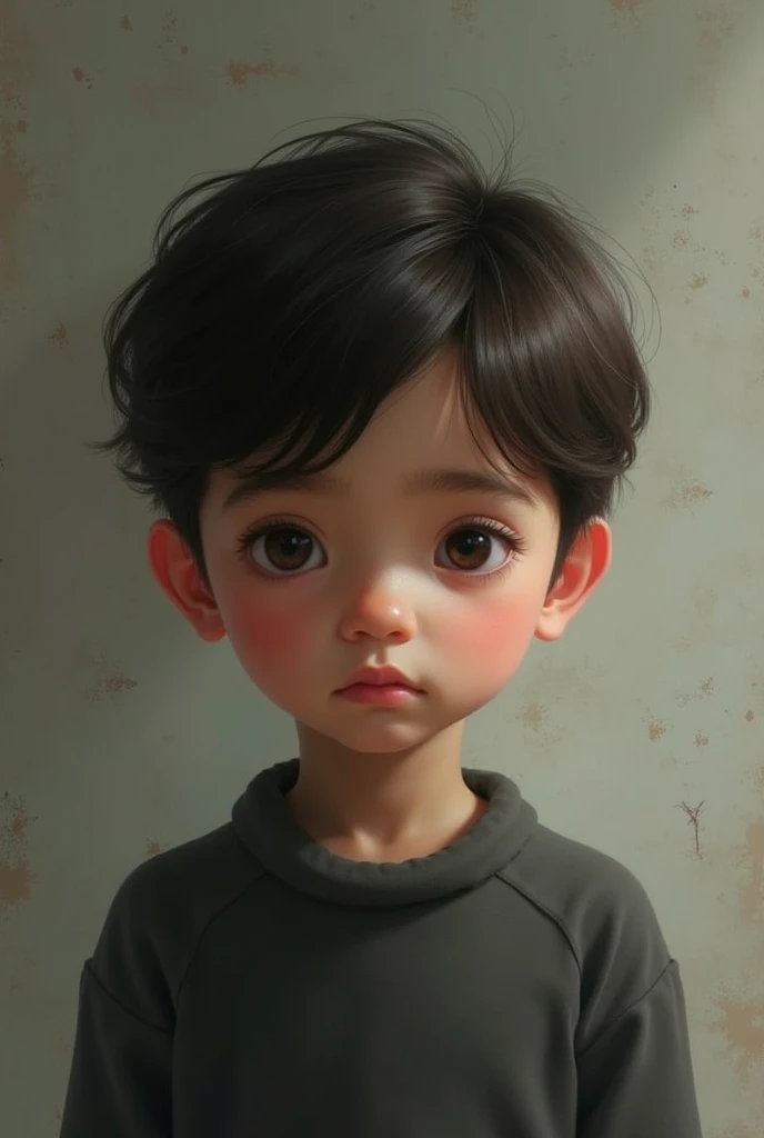 3 year old boy with light brown hair and dark brown eyes, Disney cartoon style --auto --s2