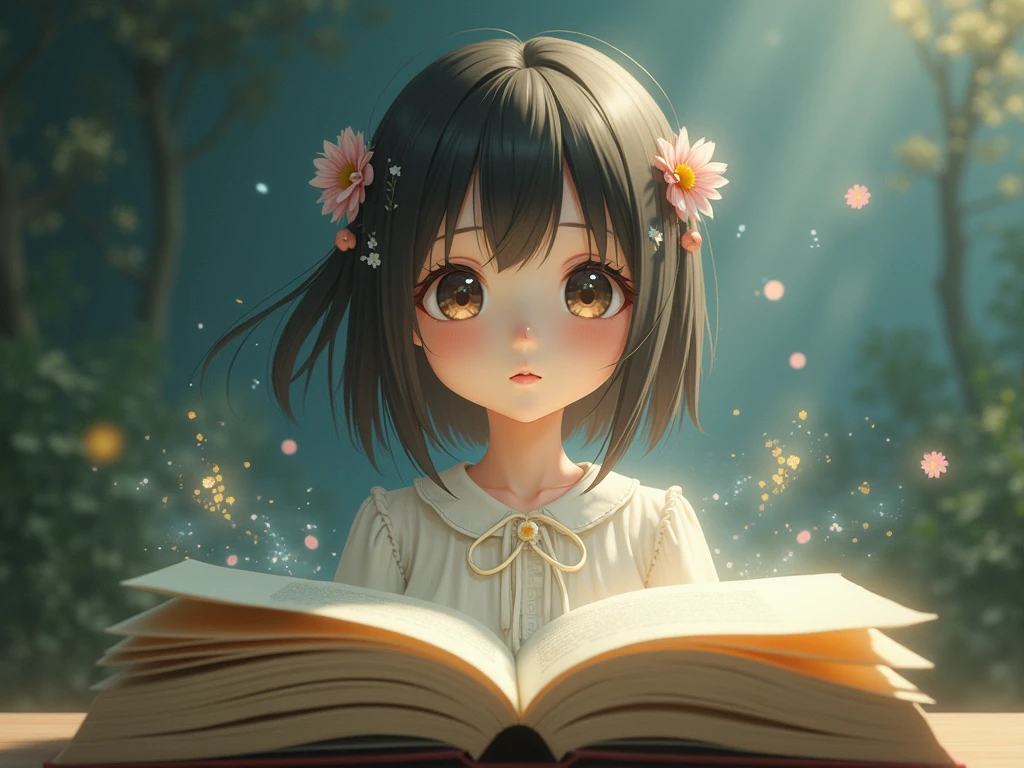 illustration,childrens book,A 5years old,She is a girl who loves flowers and always brightens up the world around her.
