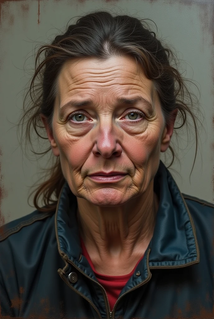 (a painting by mse) portrait of old mad woman Frances McDormand posing in a dark studio, (rim lighting,:1.4) two tone lighting, sharp focus, teal hue, dimly lit, low key, highly detailed, sharp focus, professional, 4k, max detail, highres, high detail, sharp focus, smooth, aesthetic, extremely detailed, 8k, uhd