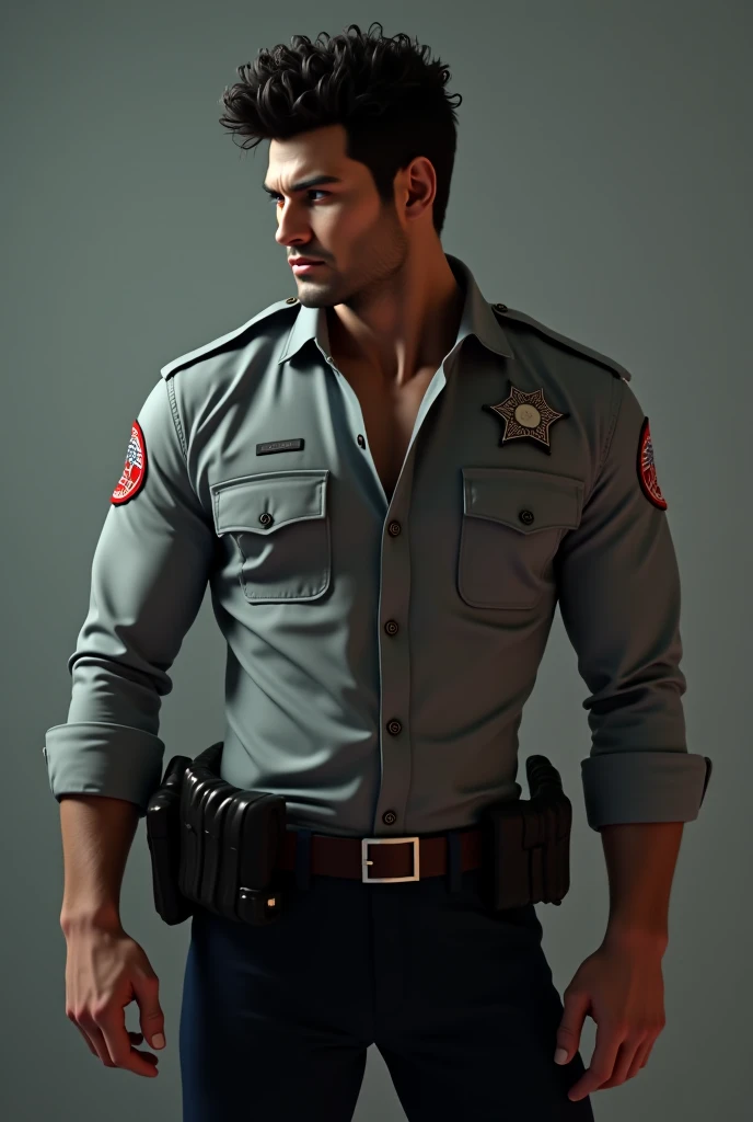 photo realistic full body nude of chris pine dressed like a hot police officer in a prison