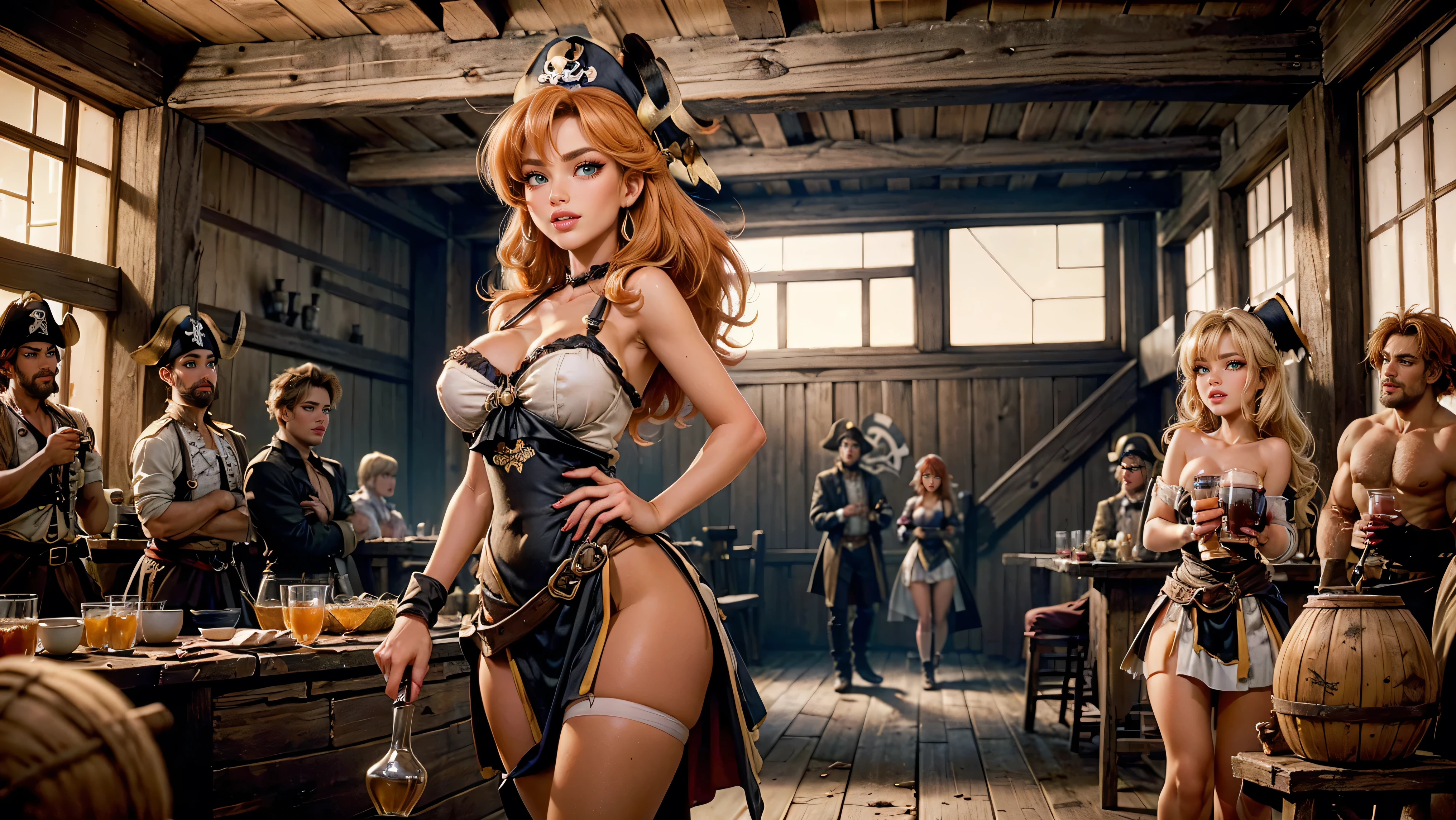 Anime Art、high resolution。High resolution、Low - Angle、masterpiece、Pirates of Lesbians