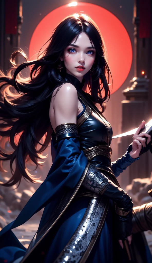 (masterpiece: 1.2), (best quality: 1.2), (highly detailed: 1.3), (intricate detail), highres, best illustration, perfect lighting, forest, warm colors, sunlight, sunrays in forest, warrior monsters, wind breeze, full body, full body shot, perfect face details, detailed eyes, detailed background, realistic photo, (sharp focus: 1.2), ((looking at camera: 1.2)), solo, 1 girl, ninja woman,  black hair ninja, perfect human anatomy, perfect legs, perfect arms, perfect face, ((realistic hands: 1.3)) long platinum hair, crown braid in hair, female clothing, sexy ninja outfit, little armor, leather pencil dress, feel garter, black gloves with gold accents, flashy neckline, seductive appearance, sexy body lines, human hands, attractive female body, (stylish and sexy ninja uniform: 1.2), female boot, hard , woman with closed mouth, green iris, looking at viewer, perfect lighting, epic realism