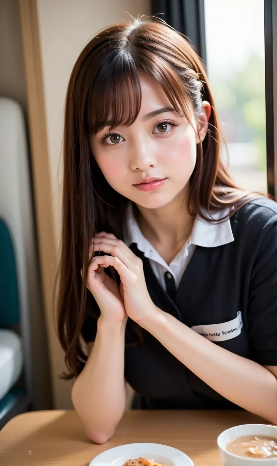 (Best-quality, Masterpiece, Ultra-High-Resolution, (Photorealistic:1.5), Raw Photo, depth of field, professional lighting, perfect anatomy, extremely details), 1girl, 15-years-old, the most famous Japanese idol, (extremely cute face like the most popular Japanese idol, ((extremely cute and extremely big eyes)), extremely beautiful hair, extremely beautiful skins), extremely cute long-eyelashes, extremely cute lips,
sitting on Japanese-subway,
wearing summer-clothes with cute-design,
(feeling unusually sexually aroused):1.5)