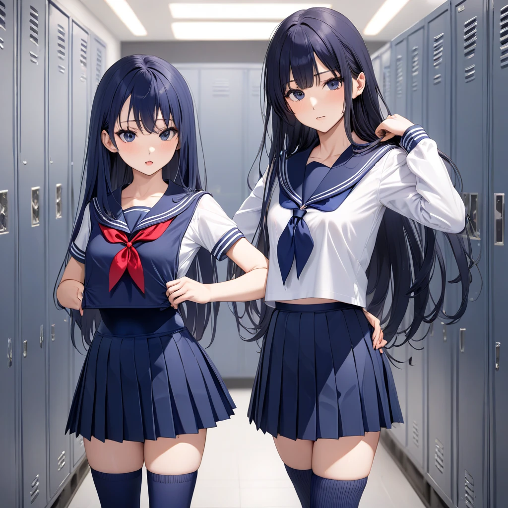 One girl, Cowboy Shot, classroom, fighting sSunburnce, Nagatoro_Hayase, Brown eyes, Black Hair, Long Hair, Dark Skin, Dark skinned women, Sunburn, Sunburnlines, Hair Clip, , White shirt, Collared shirt, プリーツskirt, Highest quality, masterpiece, High resolution, One girl, 一人でcyberpunk cityscape,night city \(city\), stealth in the city,Small breasts, masterpiece, Professional artwork, Famous works of art, Perfect Face,Perfect Eyes,nagatoro Hayase, hair ornaments, Brown eyes,(Glowing Eyes:1.1), Hair Clip,Dark Skin, Black Hair,, Cowboy Shot, Black Hair, Beautiful Face, ((Perfect female body, Tight waist)), background city, skirt,Highest quality, masterpiece, High resolution, 8k wallpaper,whole bodyイラスト,whole body,one-piece swimsuit,Swimsuit,One piece swimsuit,High leg,背景classroom,Embarrassed face,With legs apart,Looking up from below,Sexy pose,Watching the audience,blush,smile,Smiling,制服の下にSwimsuit,制服の下にOne piece swimsuit,School swimsuit under uniform,Swimsuit under uniform,swimsuit under clothes,skirtリフト,制服の下にSwimsuitを着込んでいる,制服の下にOne piece swimsuitを着込んでいる,Perfect description,シャツの下にSwimsuit,シャツの下にOne piece swimsuit,Shirt lift,Are standing,White shirt, Collared shirt, プリーツskirt,プリーツskirtの下にSwimsuit,プリーツskirtの下にOne piece swimsuit,Anime Style,Anime Art,skirtをたくし上げている,Low - Angle,Hands on hips,