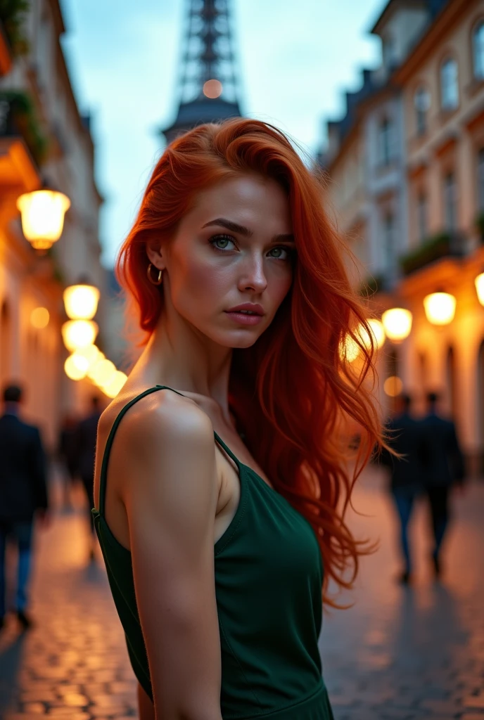 Create an extremely photorealistic image in 8K UHD of a gorgeous professional female Instagram influencer model with long reddish-blonde hair and captivating eyes. She is an attractive popular Instagram influencer posing in unique, exciting locations. The scene should be highly detailed with realistic textures and lighting. Use keywords like "Photorealistic", "8K UHD", "highly detailed", "realistic textures", "HDR", "professional photography", "unique locations", "exciting settings", and "vibrant".