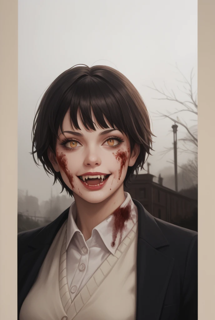 It makes the drawing look better quality and anime style, that is female with long black hair and has blood on the face and hands, what a psychopath