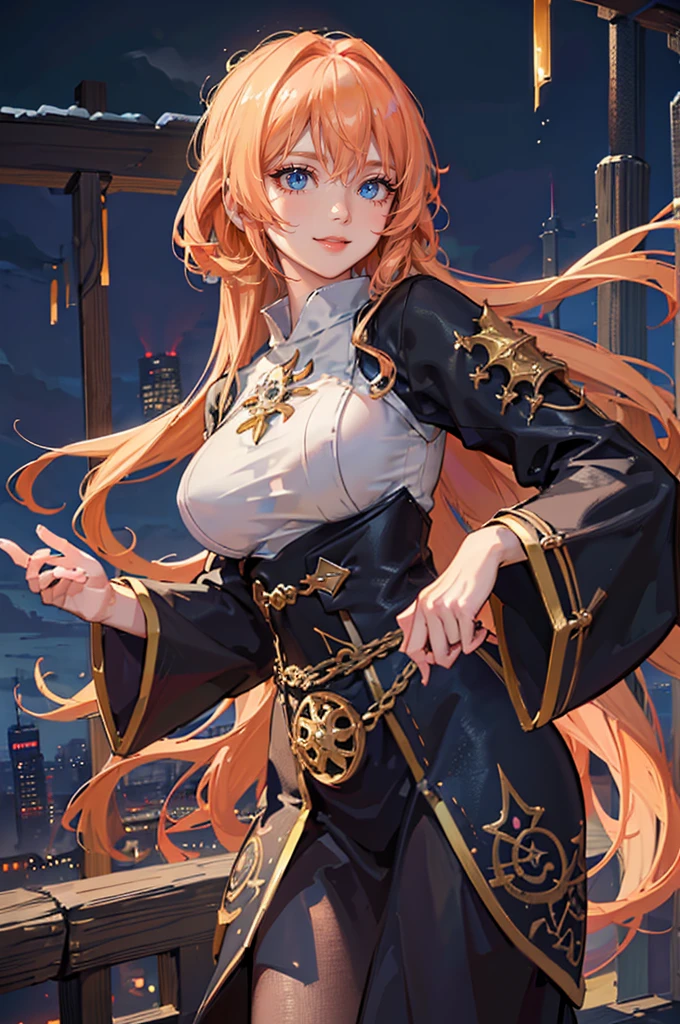 (Ultra-detailed eyes), (((textile shading))), (((Best Quality))), (((masutepiece))), (((Ultra-detailed CG))), sassy girl, (((magical little girl))), (Petite), (tiny chest), blonde hair, blonde hair, blonde hair, pin up emo, ((gorgeous hair)), Pink eyes, (((retro style, vibrant orange trousers, paired flawlessly with a striking Tape logo patch-detail belt, y2k))), ((striking a pose)), (((Game CG)) (gorgeous, sassy, it girl), fancy jewelry, full led on background, sparkling led on background, retro light, retro vibe, light retro led, magic disco light led, strong 80s atmosphere, cowboy shot, midshot, centered image, eye on camera, front look