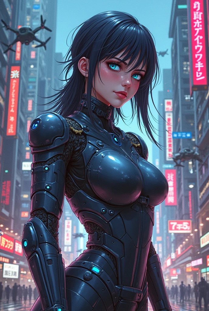 ((Best Quality)), ((Masterpiece)), (Details: 1.4), Real Movie Poster, A Beautiful Ghost in the Shell Female Figure, 1Woman, Sexy, Sexy Collarbone, Breasts, Sexy Thighs, Sexy Calves, Broken Mechanical Armor, (Full Body 1.6), American and Japanese Mixed Race Woman, (20age), Factory Building