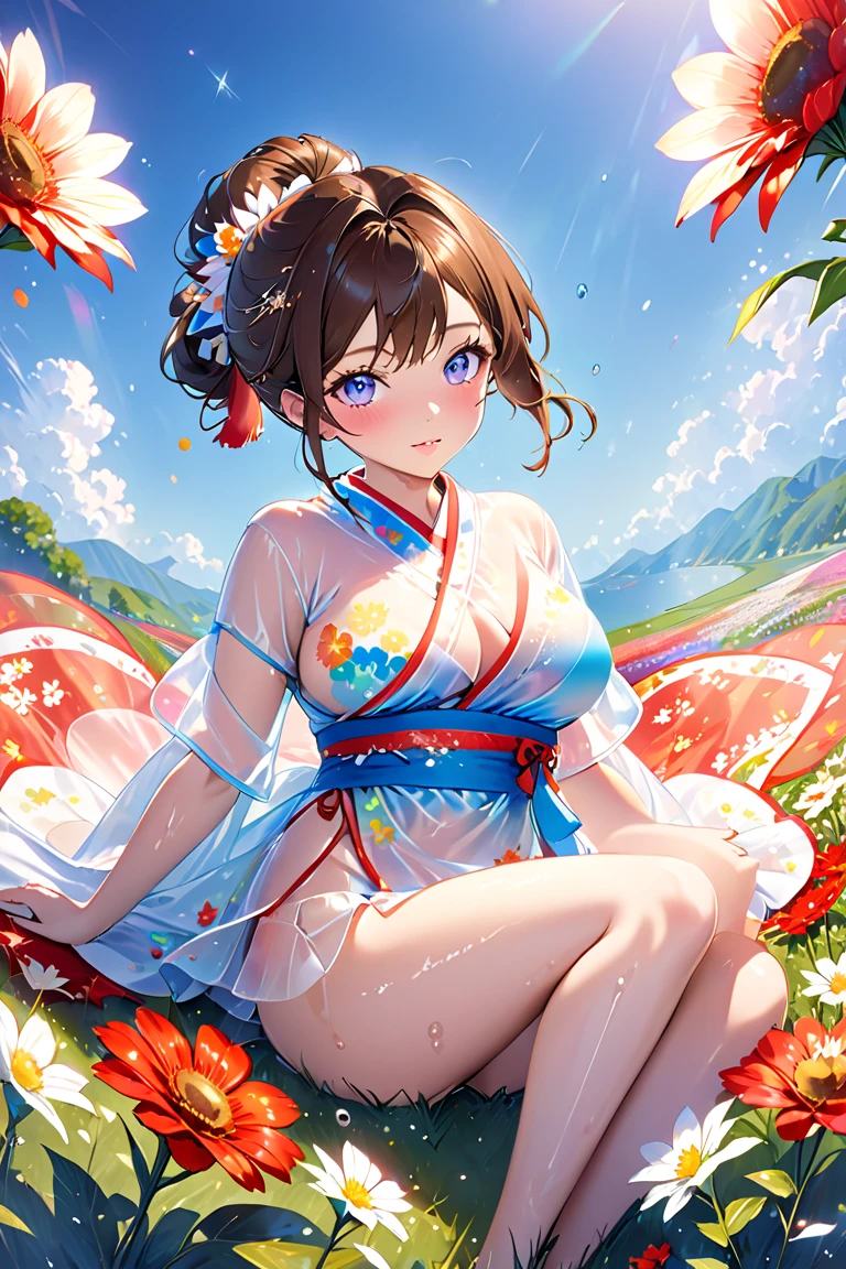 ((masterpiece、Highest quality、Official Art))、PRAYER、Anime Key Media、Idol Concert、Japanese Summer Festivals、Japanese-style concert stage、(3人のcute girls、Big eyes、Baby Face:1.4、kawaii:1.4、smising、dance、Play a Japanese instrument、Ribbon headband、Ultra mini skirt:1.2、Oiran、Japanese style idol costume:1.2 )、Exposing the breasts、 different colorr.々Hair style、(((Full nudity、Pussy、cu(Sweat 、Glowing Skin)、Anime key visual, ((The characters are unique))
