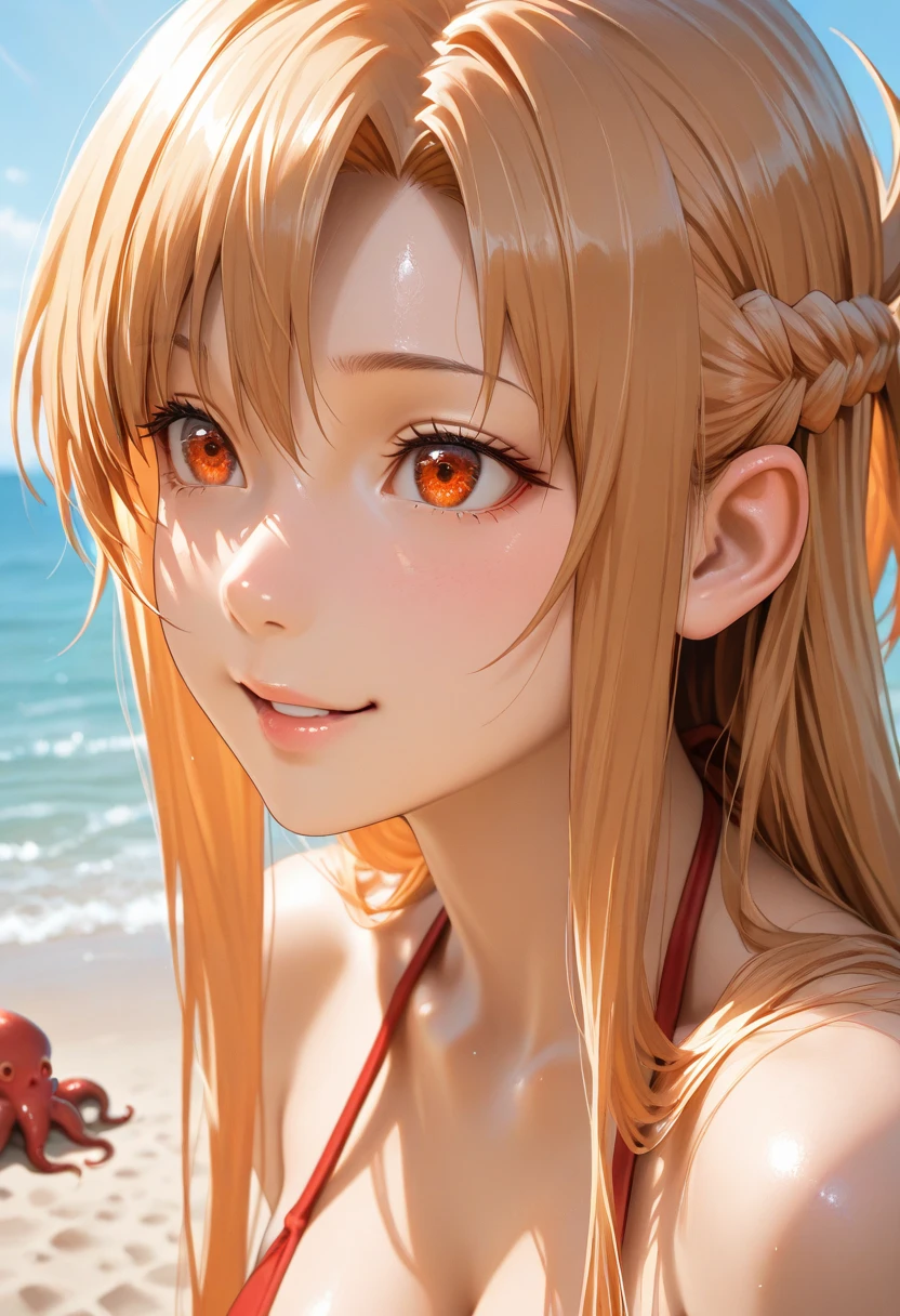 master part, best quality, (Colouring), (olhos e rosto delicados), volumetric light, ray tracing, extremamente detalhado, power \(Csm\), pequeno, medium breasts, symbol-shaped pupils, pupilas em forma de cruz, (Micro Rope Bikini:1.1), sorrir, boca fechada, (Olhando para o Viewer:1.1), cowboy shot, de baixo, parcialmente_Visible_vulva, fio dental puxado, puxado por si mesmo, (Detailed background: Beach, palm trees)