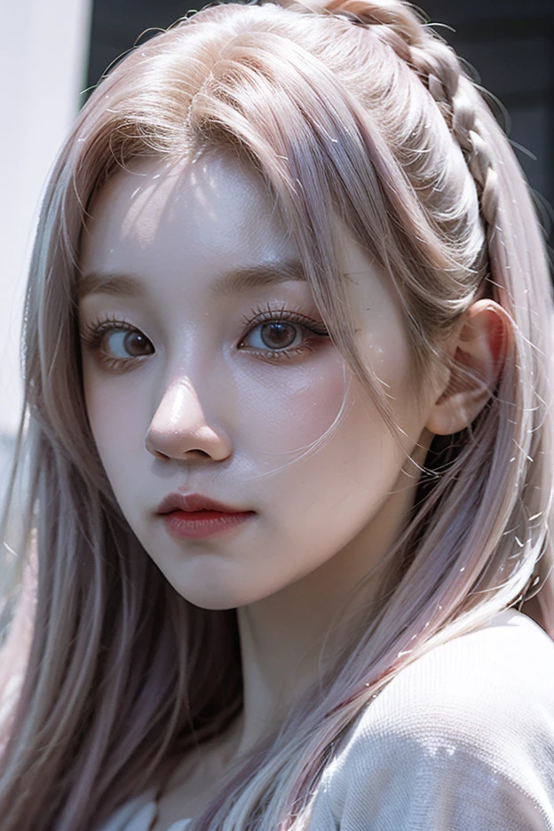 1 female, 28-year-old woman、Pink Hair, Blunt bangs, Hair behind the ear, Hair that falls over the shoulders, Long Hair, Ultra Fine Face, Embarrassed expression、Thin face, Sharp contours、Delicate lips, (Beautiful Eyes:1.5), Lightly reddish, (The eye color is light brown:1.5),See this,Sexy pose、Small breasts、 Ultra-fine needle, very thin fingers, The optimal ratio is four fingers to one thumb., (A thin, tight-fitting white T-shirt:1.5)、(The nipples are clearly visible:1.5)、Pink nipples、(Small round perfect nipples:1.5)、(No bra:1.5)、Tabletop、First Person View, 8k, Super Detail、high quality, 最high quality, High resolution,