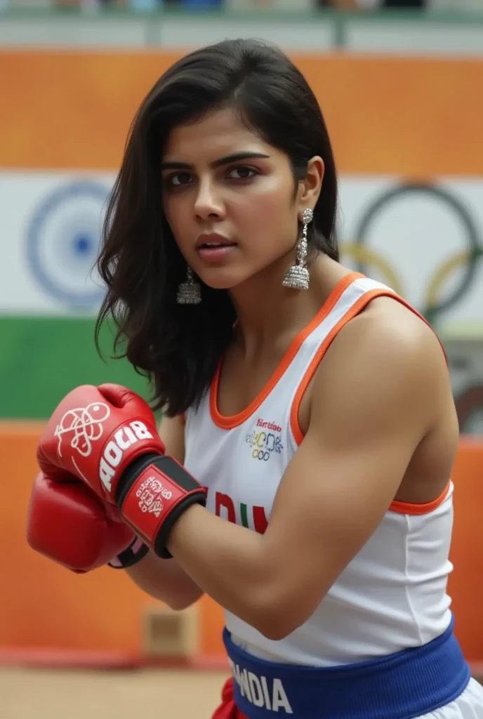 Looks like Anushka Shetty,31 year old woman,not too skinny, studio quality ,arms up,armpits, armpits,sweat,sweaty,sweaty armpits,awesome armpits,sweating ,sleeveless,exhausted,tired,boxing gloves,blue blouse,blue green outfit,wearing boxing gloves on both hands,arms raised,very tired,sweating,arms raised,both arms raised,sweaty