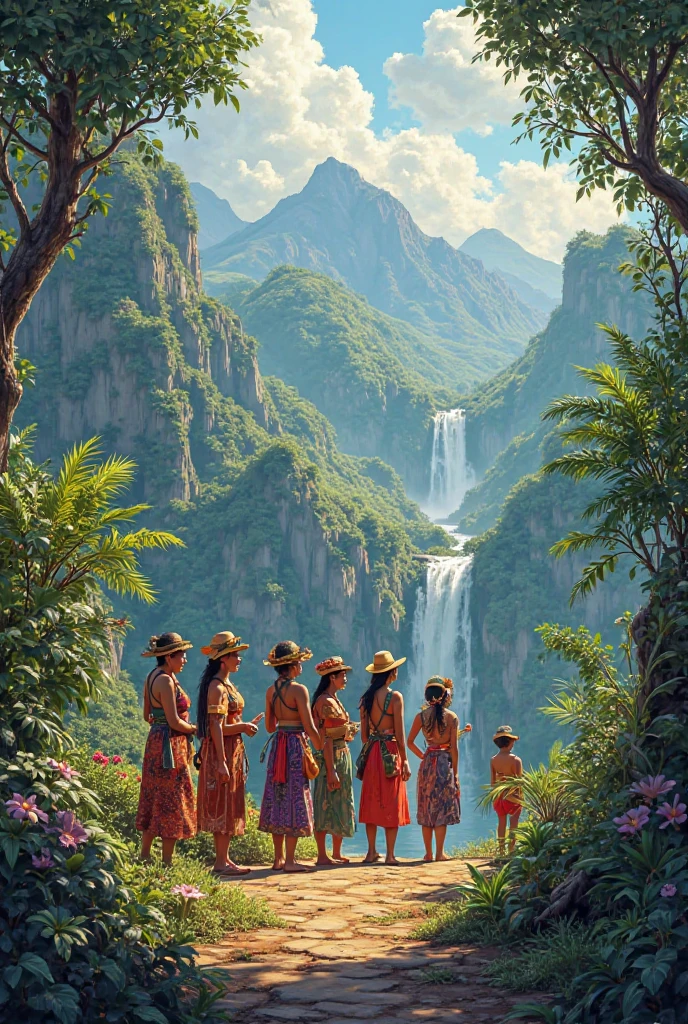 Draw a concept landscape mural painting meranao culture