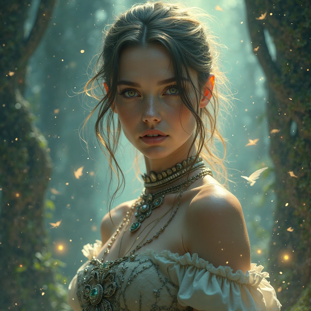 a woman racing down the stairs in a castle, intricate detailed portrait, beautiful detailed eyes, beautiful detailed lips, extremely detailed face and features, long eyelashes, dynamic pose, chiaroscuro lighting, rich colors, dramatic shadows, cinematic composition, unreal engine, 8k, high resolution, photorealistic, masterpiece