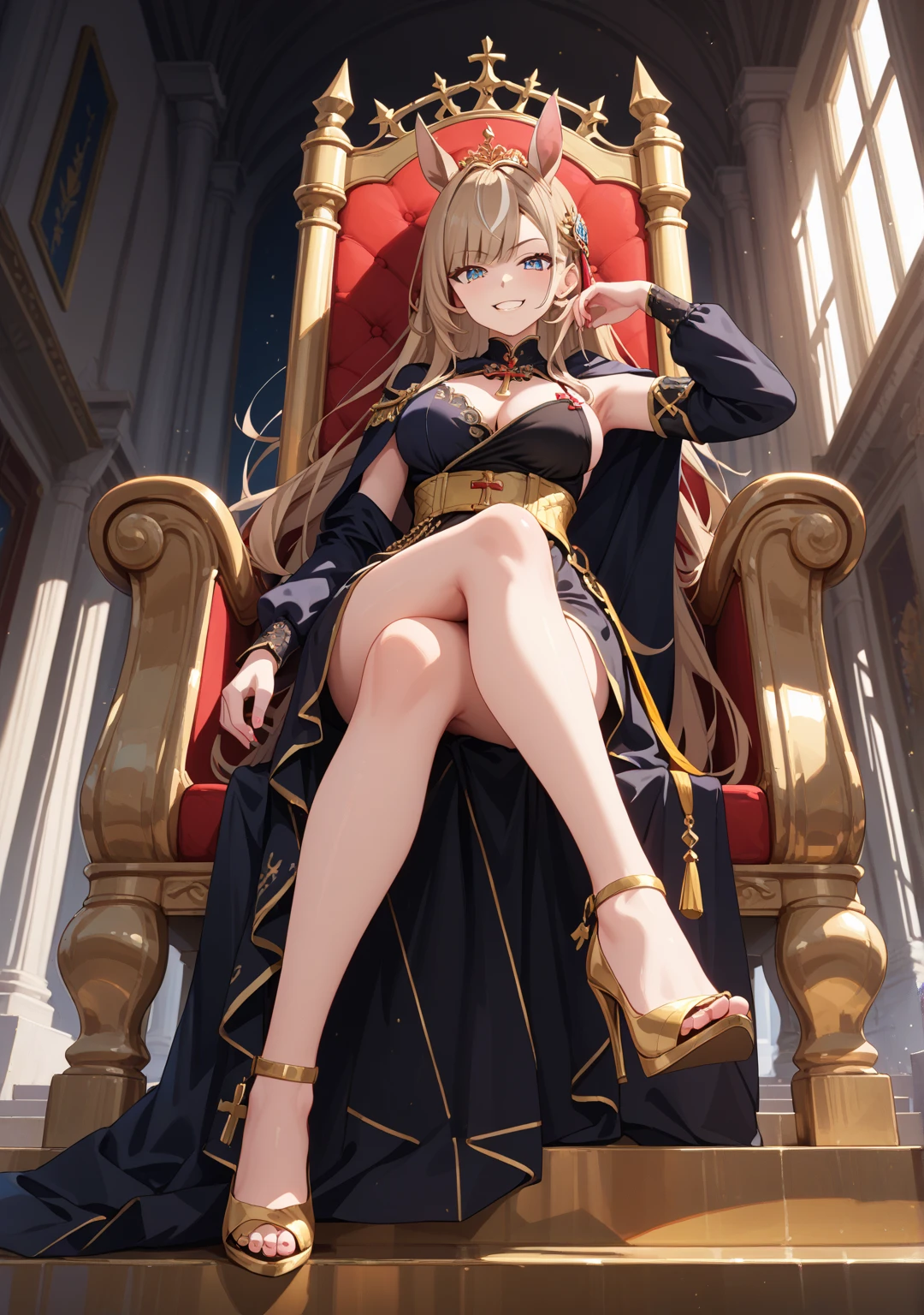 (best quality,4k,8k,highres,masterpiece:1.2),royal,queen,elaborate jewelry,regal attire,golden crown,sparkling gems,luxurious fabrics,elegant gown,detailed embroidery,elaborate necklace,precious stones,glistening diamonds,rich colors,opulent surroundings,throne room,decorative pillars,gilded decorations,dramatic lighting,royal backdrop,exquisite craftsmanship,impeccable details,graceful posture,confident expression,royal presence,commanding aura, majestic,aura of power,quiet authority,queenly grace,imposing figure,wealth and opulence,regal elegance,unwavering confidence,queenly gaze,poised and regal,luminous jewelry,an air of royalty,grace and beauty,vibrant colors,beaming with elegance,exquisite jewelry,ornate crown,sparkling tiara,royal scepter,graceful movements,queen's entourage,royal symbolism,royal lineage,refined beauty,queen's regalia,queen's majesty,glittering adornments,queen's glamour,regal persona,queen's sovereignty,lavish lifestyle,jeweled trinkets,queen's charisma,regal grace,imperial queen,jeweled accessories,treasured heirlooms,queen's elegance,luxurious lifestyle,jeweled ornaments,queen's poise,illustrious queen,jeweled embellishments,luxurious decor,queen's authority,queen's grandeur,royal elegance,queen's stature,jewelry-plated outfit,queen's magnificence,luxurious wardrobe,queen's dignity,exquisite craftsmanship,regal appearance,queen's aura,ornate jewelry,queen's enchantment,regal beauty,vibrant gemstones,queen's allure,queen's charm,lavish attire,queen's refinement,shimmering jewelry,precious metals,queen's radiance,jeweled gown,glamorous queen,luminous gems,queen's elegance and poise,pearl necklace,queen's brilliance,sparkling accessories,luxurious presence,queen's magnanimity,queen's grandeur and power,diamond tiara,queen's elegance and regality