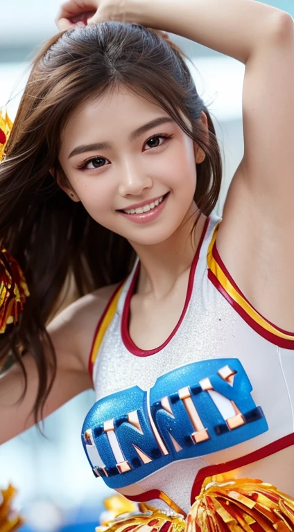 realistic photos of (1 cute Korean star) hair behind ears, white skin, thin makeup, 32 inch breasts size, slightly smile, wearing red boxing tank top, showing boxing gloves on the boxing ring, close-up portrait, UHD