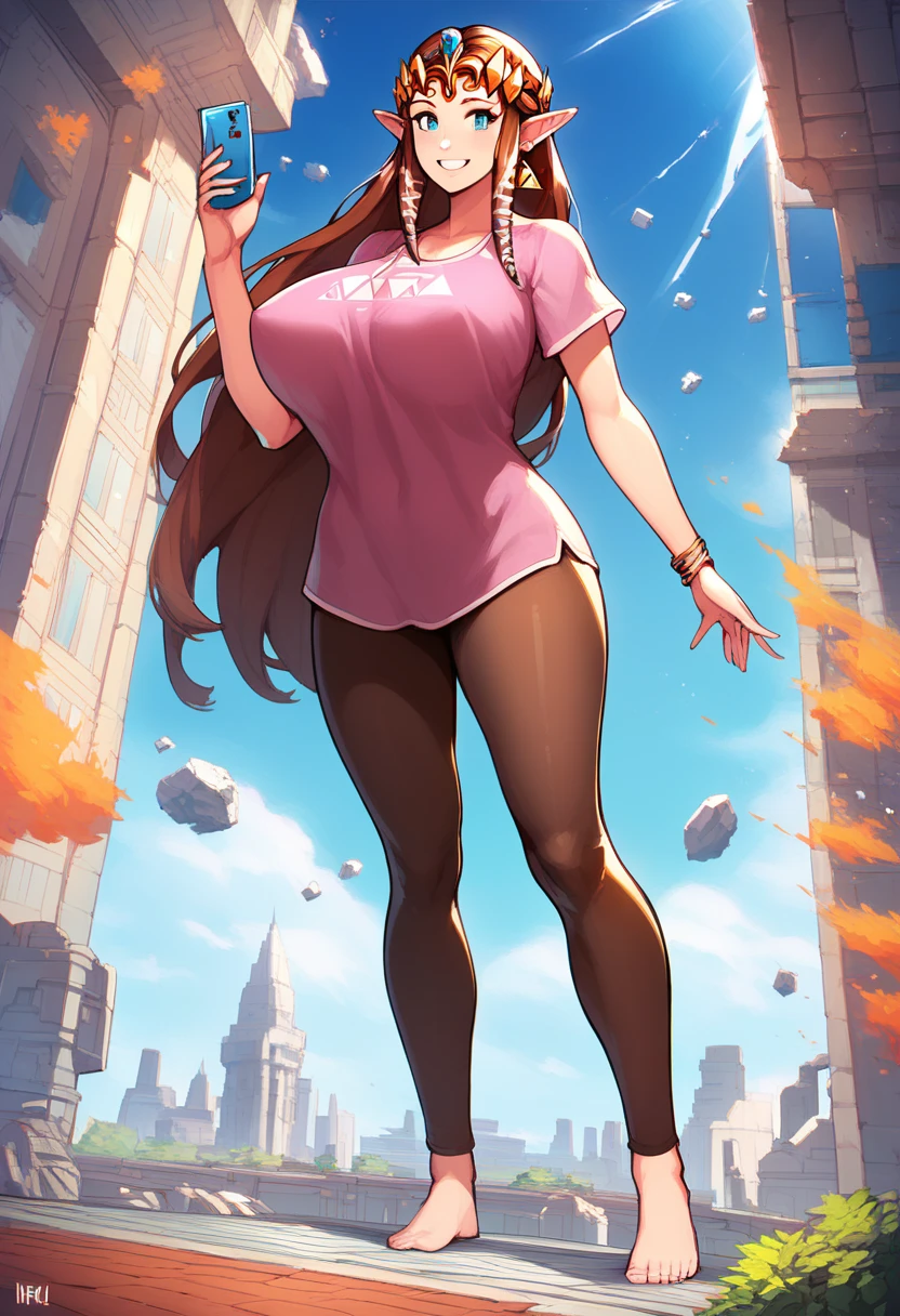 stunningly beautiful brown-haired curvy woman, buxom, perfect face, perfect features, complete body picture, ripped jeans, tank top, sneakers, glowing, dramatic pose, ultra-detailed, highest possible resolution, strong pose, ultra-detailed background,