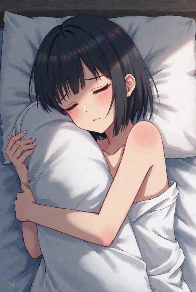 1. Beautiful woman in naked apron, short hair, Small breasts,Black Hair, Hospital Beautiful Cute High Quality Sleeping in Bed Sleep　Bukkake　Facial