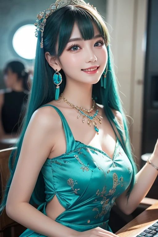Masterpiece, Best Quality, 1 Girl, long_hair, Light Smile, Blunt Bangs, Looking at the Audience, Selfie, Cowboy Shot, (shot_hair:2), (Boho_printed_dress:1.5), (Straw_wedge_sandals:1.4), (Beaded_bracelets:1.3), (Reality:1.5), Cinematography,