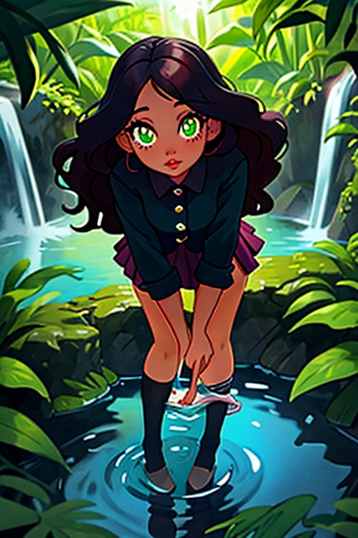 masterpiece,best quality, pixar, full body, skinny body, tiny hips, flat torso, 1girl, solo,  looking at viewer, long black hair,  smile, shy,  sfw, sitting, spread legs, nude body, pussy, sexy, ass, front view, wet skin, anus, pussy juice , cum on body, open mouth 