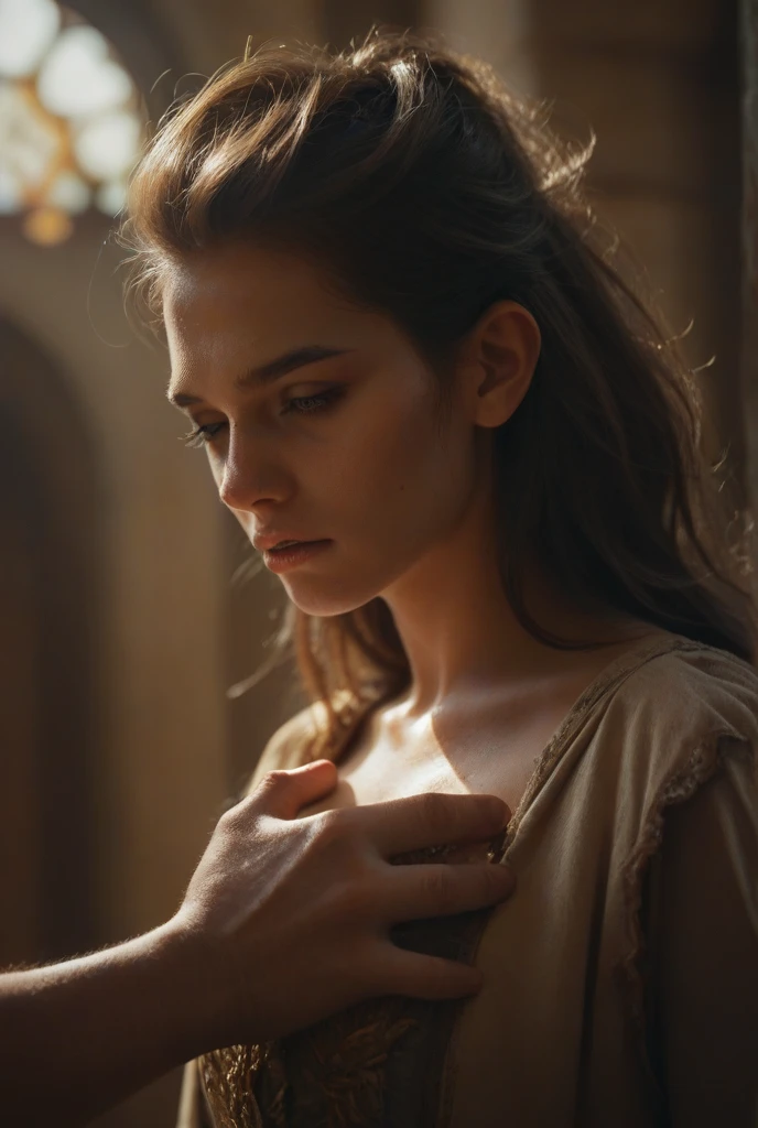 Girl touching her chest