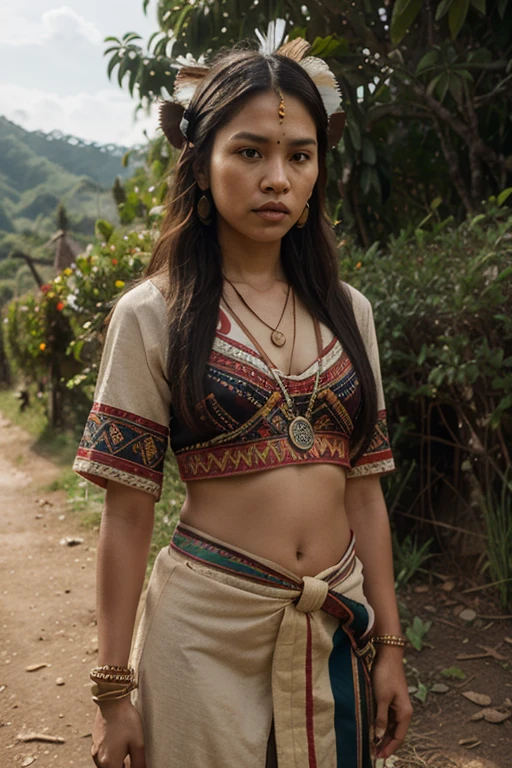 Female Indian warrior, heroine, battle clothes