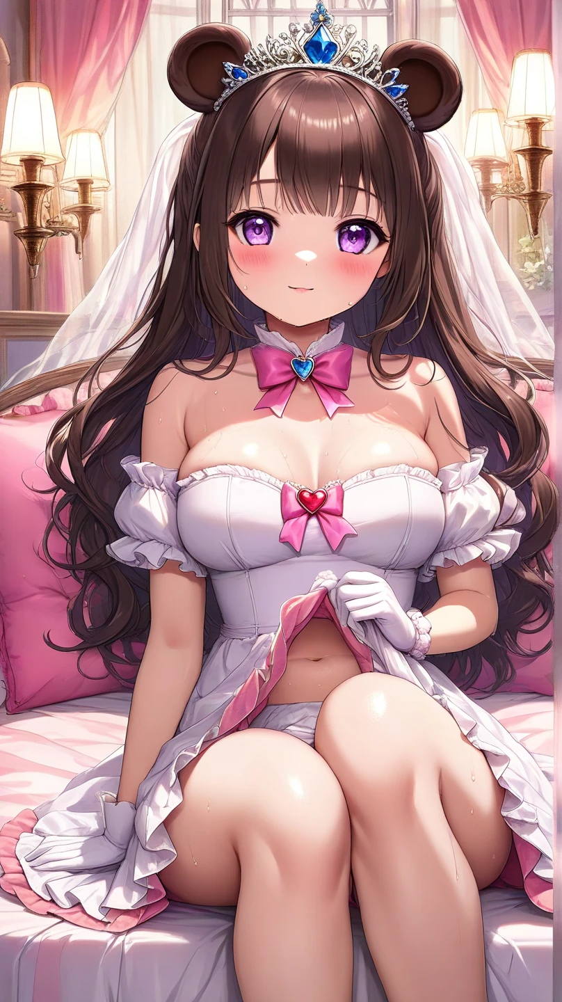(masterpiece, Highest quality:1.2), One person, alone, white open panties, Lean, small breast, spread legs, bionde, under hair