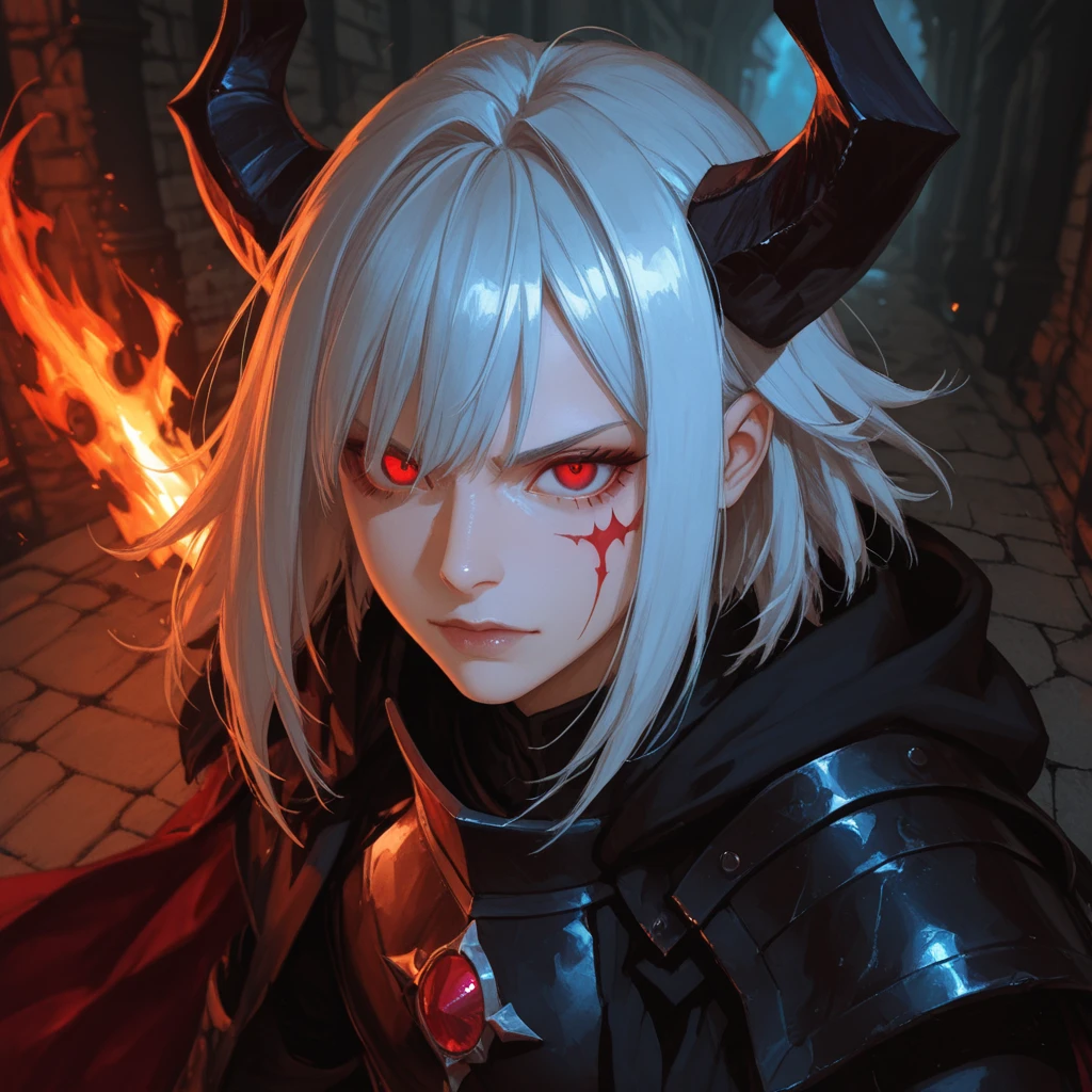 1boy, masculine, demon, spiky messy white long hair, red eyes, blood tears, ear piercings, face piercings, blood, scars, tattoos, bats, mechanical arms, wearing black robot armor, knight, wearing black fur cloak, mechanical wings, mechanical horns, graveyard, night, high res, ultrasharp, 8k, masterpiece, looking at viewer