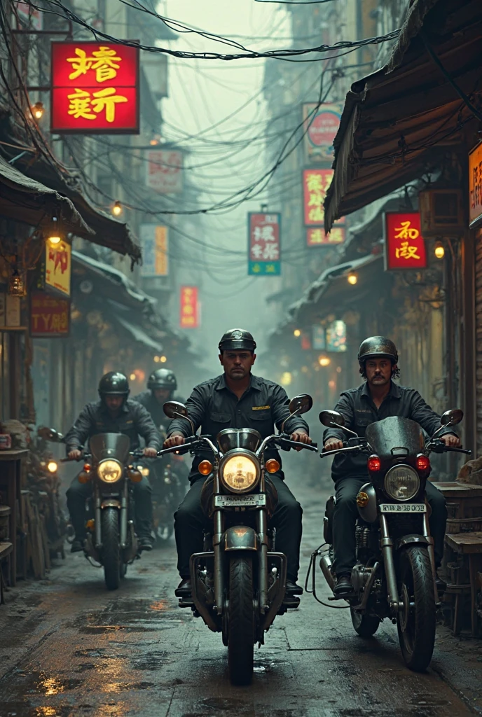 Motorcycle parked in parking lot, a building in the background, Xi'an, a motorcycle in the center of the frame, motorcycle, Tom Weinastland, riding a motorcycle on the street, riding in Doom Town, by Aneurin Jones, riding a steampunk motorcycle, crazy Max, V8 engine, blower, pop-up headlights, futuristic, car mod, spoilers, science fiction, science fiction drama scene, night, natural light, cyberpunk, futuristic city, cyberpunk city, purple gold tone, neon sign, (Very detailed), (Highly detailed background), Various buildings in background, Detailed textures, Wide angle, 8k, HDR, Professional photo shooting, High quality photos, Realistic photos, Realistic shadows, Detailed shadows, Realistic proportions, Shot with Sony a9 II mirrorless camera, film grain, raw photos, physically based rendering, vivid colors, award-winning images, (color particles).
