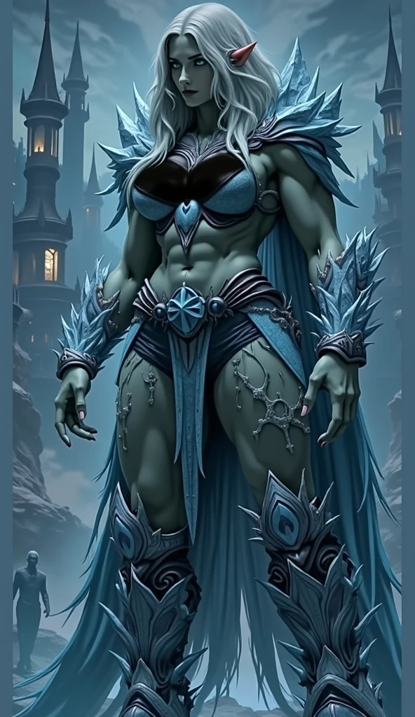 (masterpiece, top quality, best quality, official art, beautiful and aesthetic:1.2), (1girl:1.3), ((Sharp facial features, sharp features, hawkish features)), ((big hair, long elf ears, long black hair)), (((pale purple skin, pale blue skin, blue skin, purple skin))), big tiddy dark elf girl, extremely detailed, portrait, looking at viewer, solo, (full body:0.6), detailed background, full-body shot, (cold night mountain theme:1.1), dark elf war dancer, (spiky winged headdress), charlatan, smirk, mysterious, swaying in mountains, skimpy attire, revealing gladiatrix costume, ebony metal, gold filigree, gold bikini, circlet, metal bikini, long boots, dual knives, blood red fabric, pelvic curtain, loincloth, black leather, ((((gigantic breasts, cleavage, skindentation, long legs, pelvic curtain)))), cute belly button, toned tummy, slim waist, slim hips, long legs, medieval (mountain exterior:1.1) background, dark mysterious lighting, shadows, magical atmosphere, dutch angle