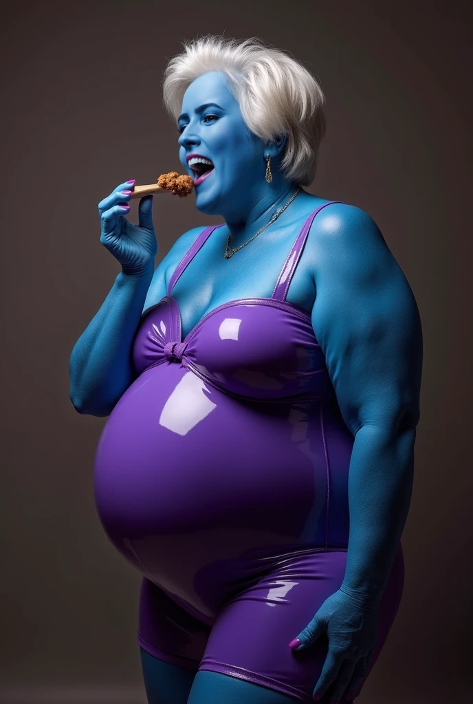 Kaley Cuoco,blue face,full blueberry inflation,spherical inflation