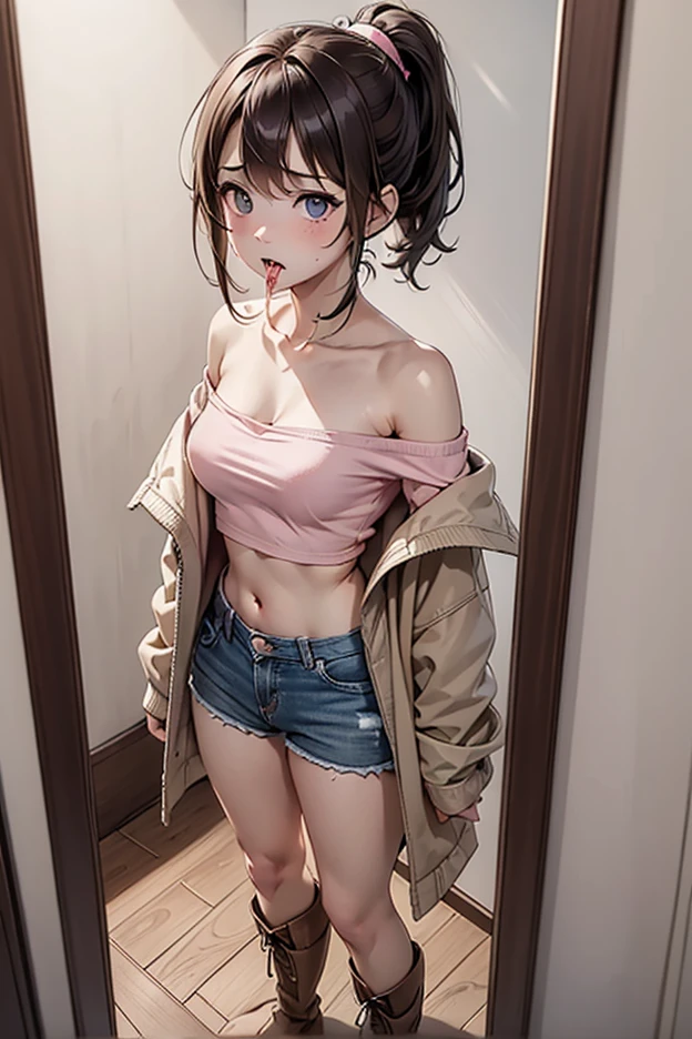 1girl, beautiful Korean girl, (Cute Loose Bob hair, flowing hair), (wearing a cropped bunny hoodie:1.5), (red lips, small breasts, toned stomach, eyelashes, aegyo sal), immersive background, global illumination, natural lighting, (beautiful detailed eyes, symmetrical eyes), (8k, RAW photo, masterpiece, High detail RAW color photo, highest quality, highly detailed CG unified 8K wallpapers), (best shadow, best illustration), physics-based rendering, high contrast, rich colors,