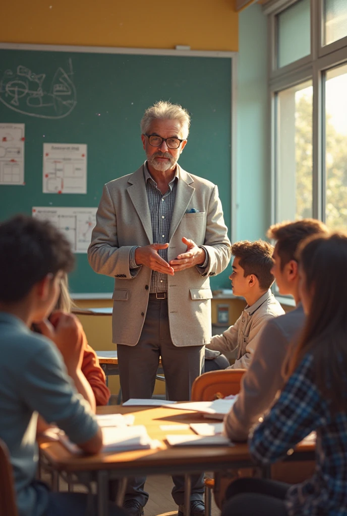 Teacher with students