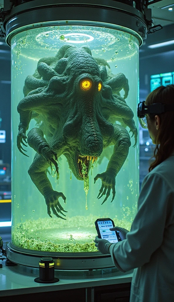 trandoshan alien working on machinery,scientist coat,engineering lab,cinematic,lamp,futuristic<lora:trandoshanV2:0.8>