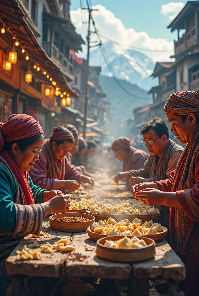 One woman was giving rice and three young and one old woman were eating rice without tea.