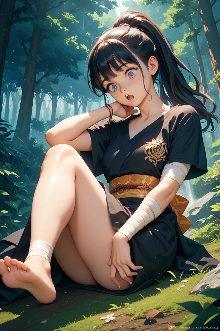 One girl,full bodyesbian, torn cloth, Open legs, hand behind head, Underarms, , Tears, Humiliated, 浴室,Long hair,Heart-shaped pupils, Torn clothes,  ball gagged, upper legs,Pathetic,exhibitionism，Clothes open，breasts out