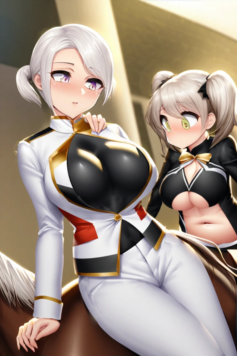 8k, masterpiece, high quality, extremely detailed anime wallpaper, Volume ( nod),1 girl, milf, Whole body, Alone, Fenrir, huge breasts, toned body, by white, yellow eyes, very long hair, Chapped lips, sharp teeth, lustful smile, sharp claws, wolf girl, wolf ears, wolf tail, ahqipao, wariza, transparent bikini, white thighs, hands on one&#39;s hips, garden, NSFW, paizuri,sex, ultra high quality, 