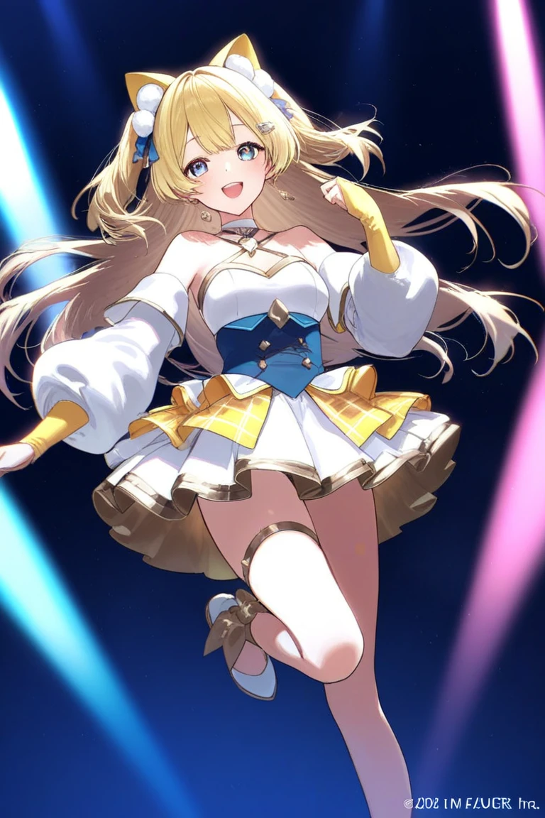 best quality ,masterpiece, 1girl, Kagamine rin , hair ribbon, bow, white shirt, sailor collar, no shorts, no pants, no skirt, fine detailed shiny eyes, flat chest, highres, wallpaper, 8k, best lighting, extremely detailed illustrations, blush, embarrassed, smile, open mouth, ((realistic striped yellow panties)), crotch seam, ((pantyshot)), White background , nsfw, , dynamic pose, dynamic angle, clothes pulled by self, light clothes, panty pull