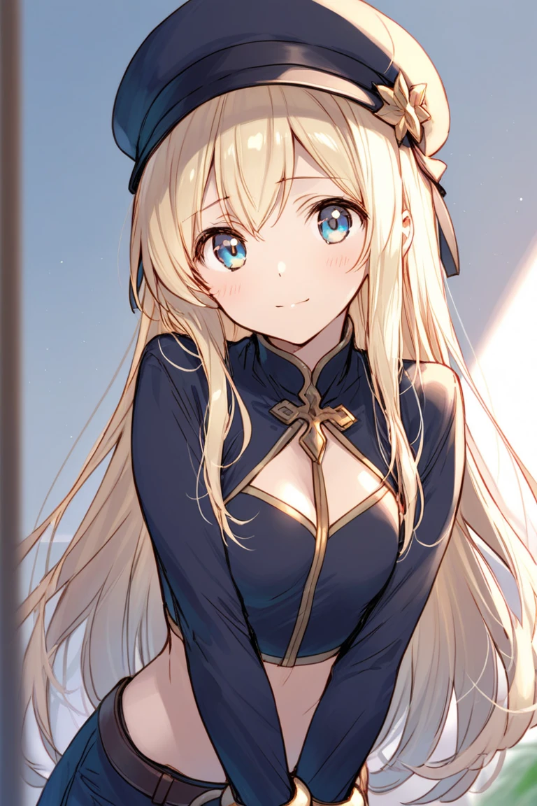 (blonde:1.2),(long hair with curls:1.25),(No bangs:1.25),(A crystal-like clear round gem in the middle of the forehead:1.3),(light pink and blue eyes:1.3),(clergyman:1.3),(White, light blue, blue, and navy blue monastic robes:1.3),(hat with a veil:1.25),(blush:1.2),(small breasts:1.65),(Get on your knees:1.6),(close up of face:1.2),(Front perspective:1.5),