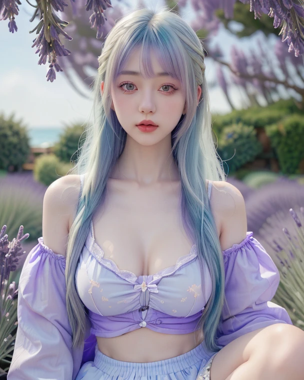 AIBeauty、リアルBeauty、Dog costume、Bra Top、leggings、Rainbow colored hair、Constellations can be seen on the beach、starry sky zoo、cute、Spread your legs