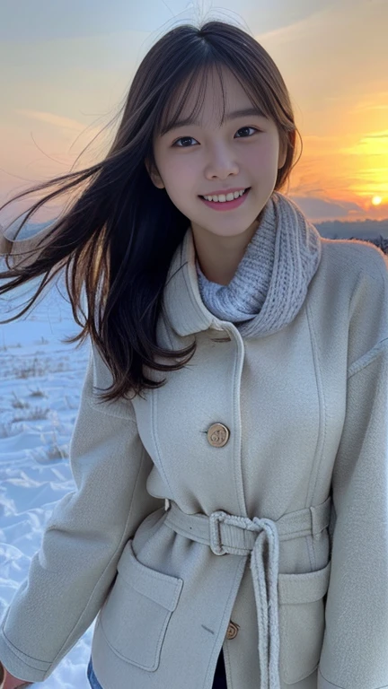 (Photorealcitic:1.4), (The highest image quality:1.0), (超High Resolution A:1.0), 8K, Raw-Photo, (​masterpiece:0.2), (pureerosface_v1:0.5)、(Best Quality Detail:1.2)、realisitic、8K UHD、Hight Resolution、(1girll:1.2)、The ultra-detailliert、High quality textures、delicate detail、The Details、super detailed CG、High quality shadow、Detail : beautiful delicate face、Detail : beautiful delicate eyes、depth of fields、Ray traching,1girll, beautiful skin, face the front, skyporn, magic hour, (realisitic:1.3), finelydetail, (Photorealistic:1.1), (Best Quality), (intriciate detail), (Sexy Half Open Eskimo Fur Red Jacket:1.3), (Antarctic Northern Lights), (Transparent Ice), (extra huge breasts,Very big breasts:1.3), (Detailed hair), (Very small face) (Very short and light hair) (Beautiful smile), (Beautiful Legs), (slim waist), (Only one wool jacket is worn.....), In front of the igloo where you can see the huge aurora borealis, sunshine, Wearing an Eskimo hat