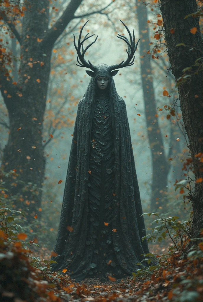 Make a dreamy mysterious horror style image symbolizing the embracement of nature, symbols